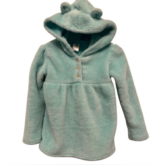 Carter’s Bear Ear Fleece Hoodie Aqua Blue – Toddler Girl 3T - Picture 6 of 6